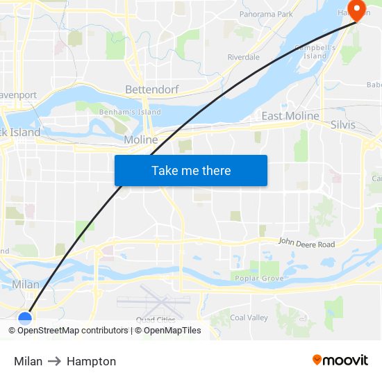 Milan to Hampton map