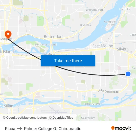 Ricca to Palmer College Of Chiropractic map