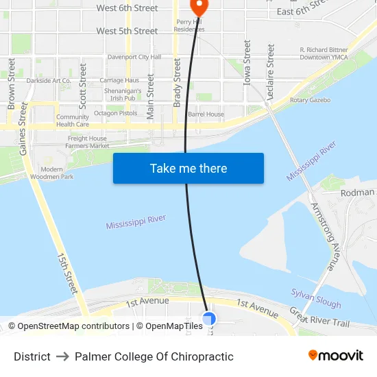 District to Palmer College Of Chiropractic map