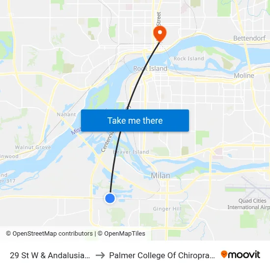 29 St W & Andalusia Rd to Palmer College Of Chiropractic map