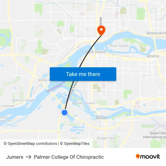 Jumers to Palmer College Of Chiropractic map