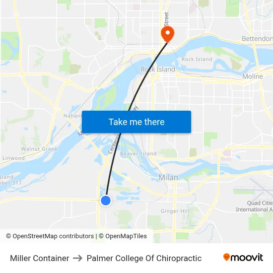 Miller Container to Palmer College Of Chiropractic map