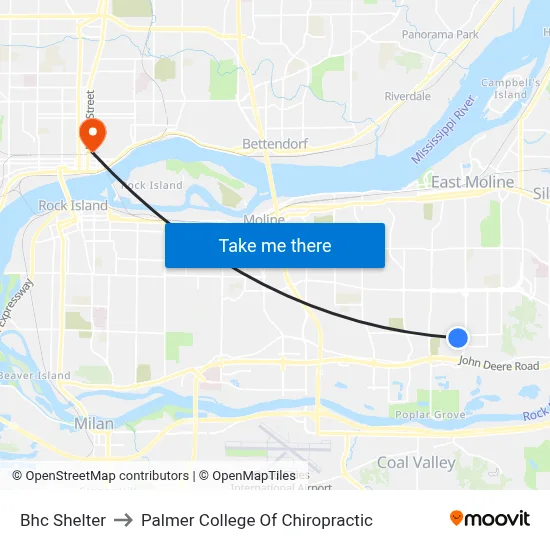 Bhc Shelter to Palmer College Of Chiropractic map