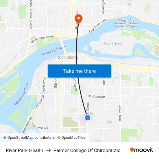 River Park Health to Palmer College Of Chiropractic map