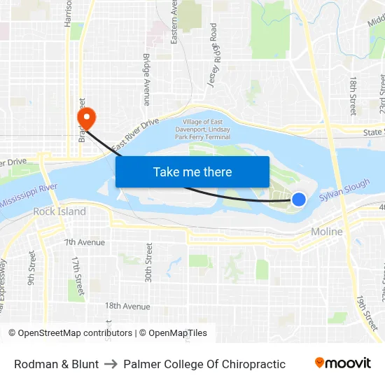 Rodman & Blunt to Palmer College Of Chiropractic map