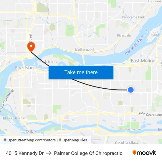 4015 Kennedy Dr to Palmer College Of Chiropractic map