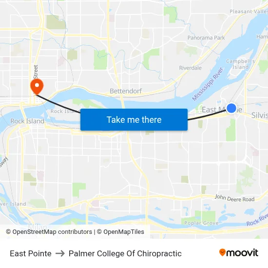 East Pointe to Palmer College Of Chiropractic map