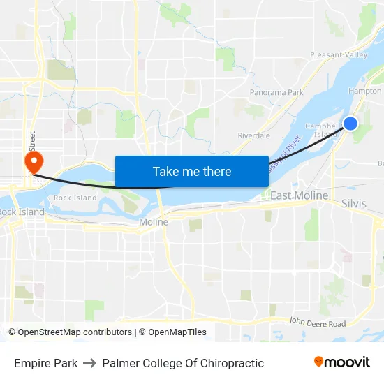 Empire Park to Palmer College Of Chiropractic map