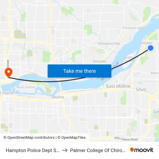 Hampton Police Dept Shelter to Palmer College Of Chiropractic map
