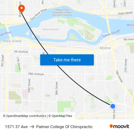 1571 37 Ave to Palmer College Of Chiropractic map