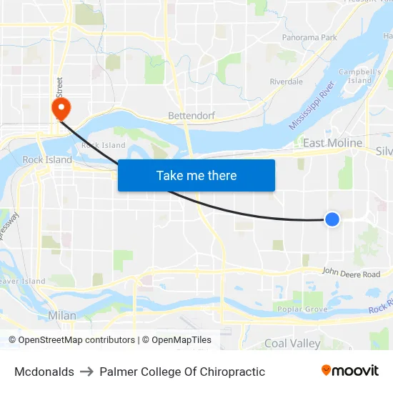 Mcdonalds to Palmer College Of Chiropractic map