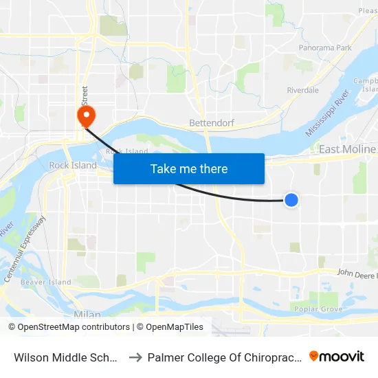 Wilson Middle School to Palmer College Of Chiropractic map