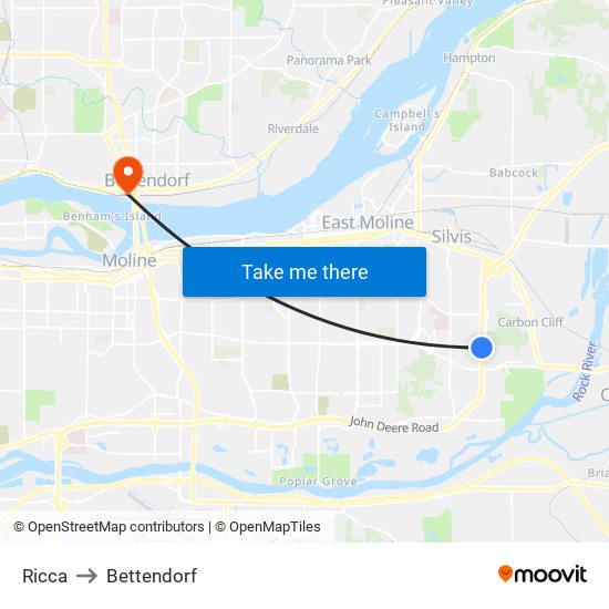 Ricca to Bettendorf map