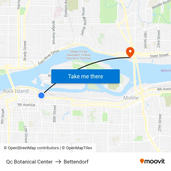 Qc Botanical Center to Bettendorf map