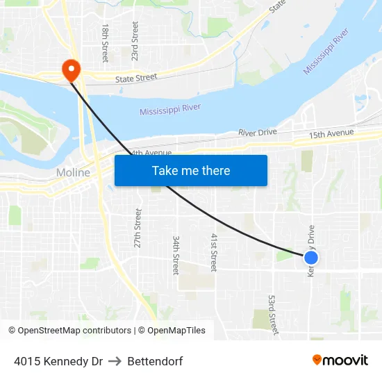 4015 Kennedy Dr to Bettendorf map