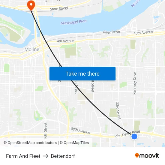 Farm And Fleet to Bettendorf map
