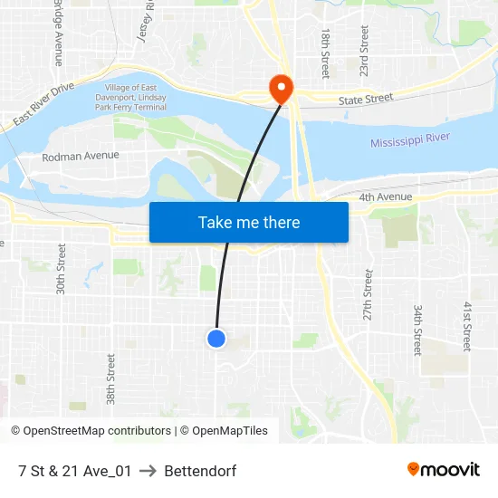 7 St & 21 Ave_01 to Bettendorf map