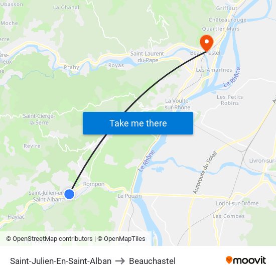 Saint-Julien-En-Saint-Alban to Beauchastel map