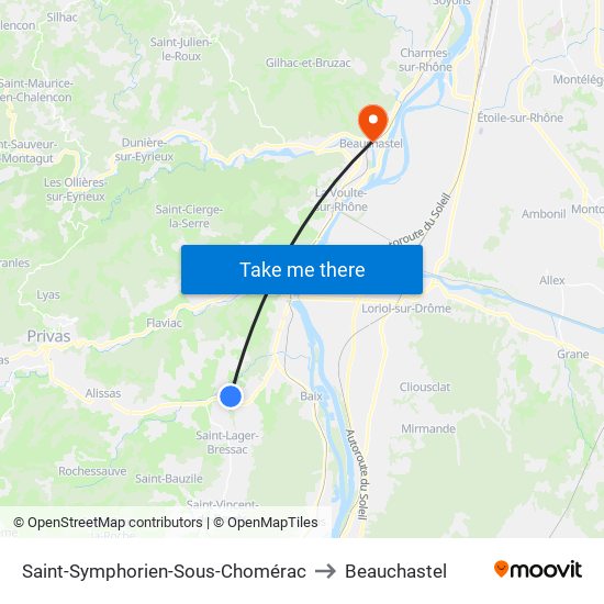 Saint-Symphorien-Sous-Chomérac to Beauchastel map