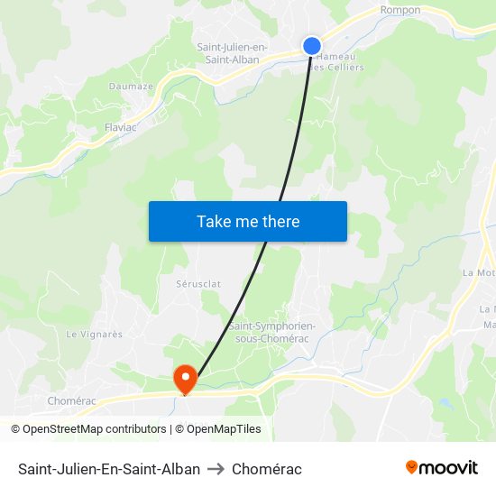 Saint-Julien-En-Saint-Alban to Chomérac map