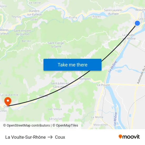 La Voulte-Sur-Rhône to Coux map