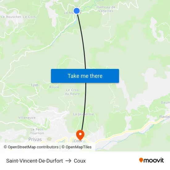 Saint-Vincent-De-Durfort to Coux map