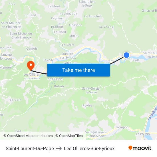 Saint-Laurent-Du-Pape to Les Ollières-Sur-Eyrieux map