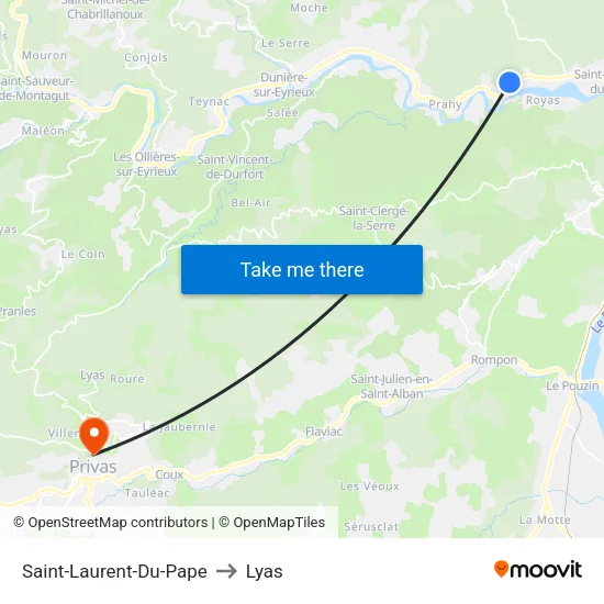 Saint-Laurent-Du-Pape to Lyas map