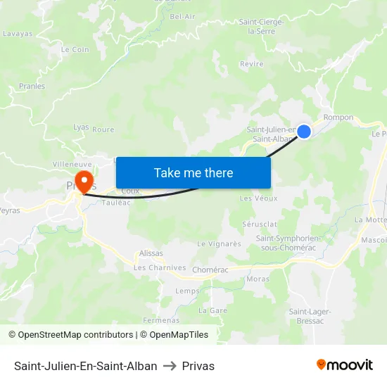 Saint-Julien-En-Saint-Alban to Privas map