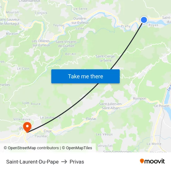 Saint-Laurent-Du-Pape to Privas map