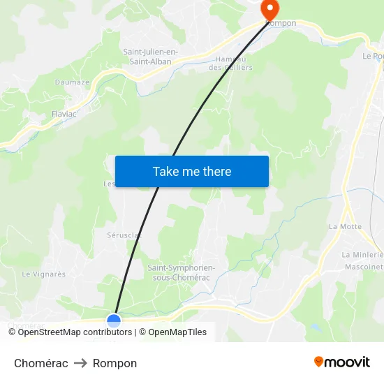 Chomérac to Rompon map