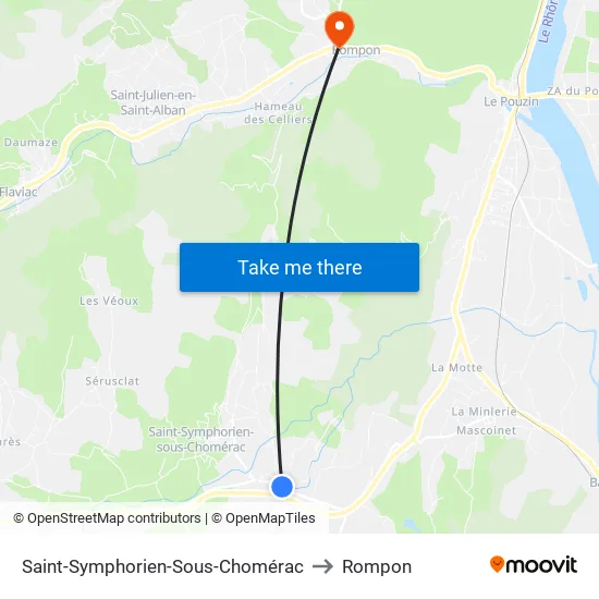 Saint-Symphorien-Sous-Chomérac to Rompon map