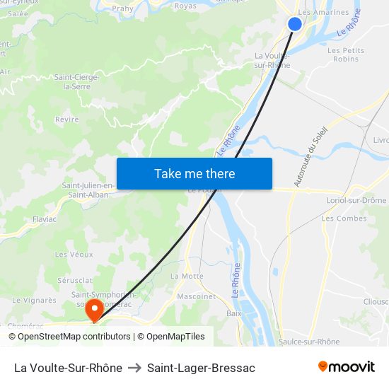 La Voulte-Sur-Rhône to Saint-Lager-Bressac map