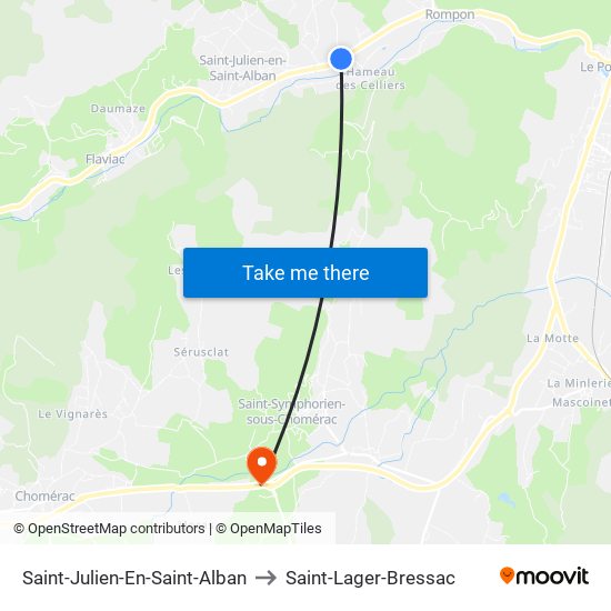 Saint-Julien-En-Saint-Alban to Saint-Lager-Bressac map