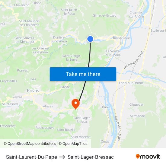 Saint-Laurent-Du-Pape to Saint-Lager-Bressac map