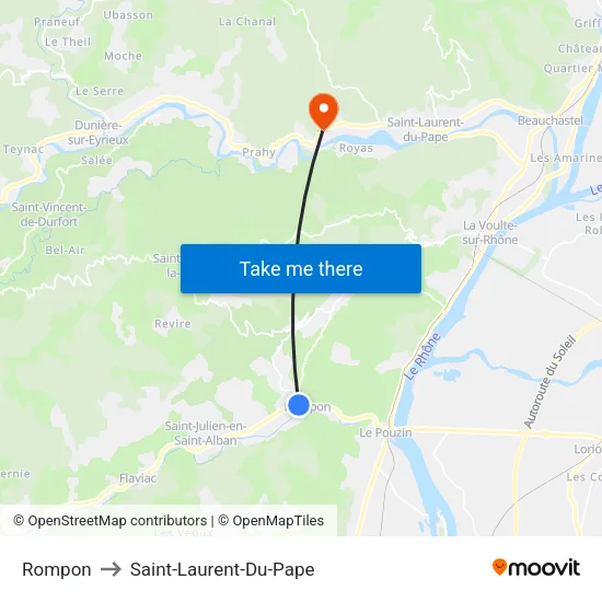 Rompon to Saint-Laurent-Du-Pape map
