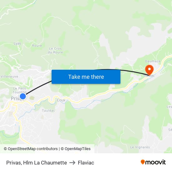 Privas, Hlm La Chaumette to Flaviac map