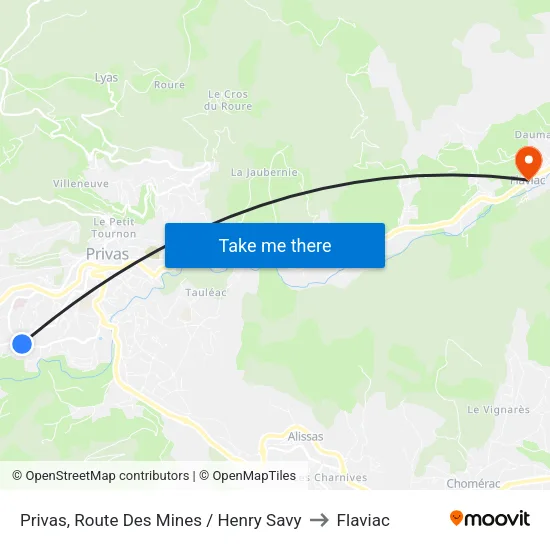 Privas, Route Des Mines / Henry Savy to Flaviac map