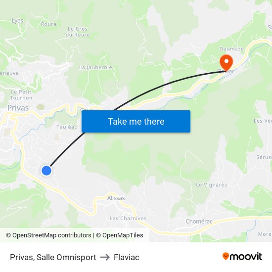 Privas, Salle Omnisport to Flaviac map