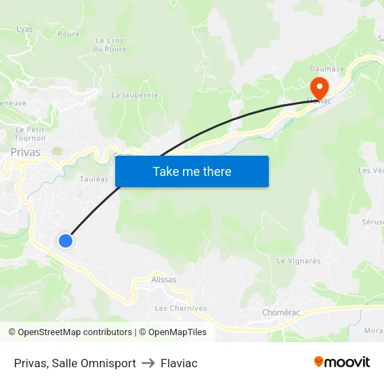Privas, Salle Omnisport to Flaviac map