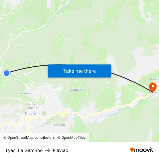 Lyas, La Garenne to Flaviac map