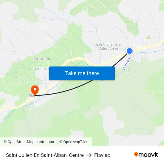 Saint-Julien-En-Saint-Alban, Centre to Flaviac map