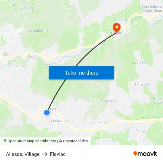 Alissas, Village to Flaviac map