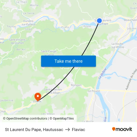 St Laurent Du Pape, Hautussac to Flaviac map