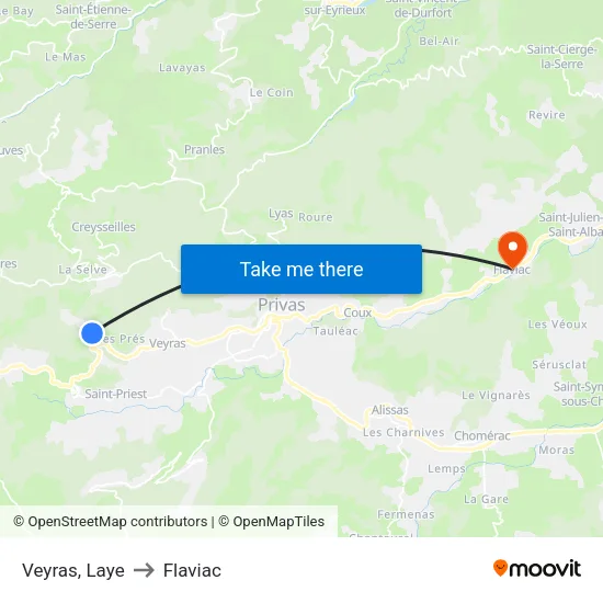 Veyras, Laye to Flaviac map