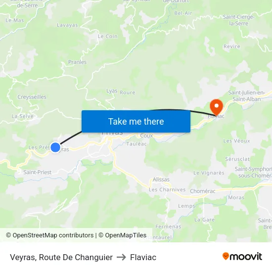 Veyras, Route De Changuier to Flaviac map