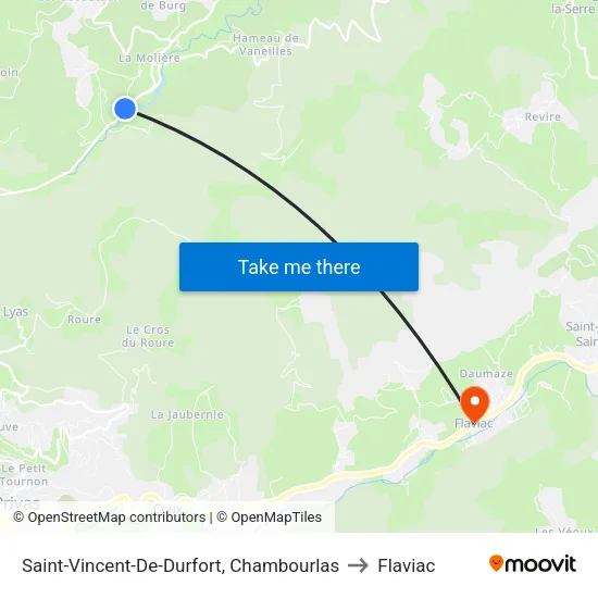 Saint-Vincent-De-Durfort, Chambourlas to Flaviac map