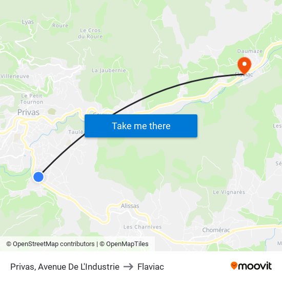 Privas, Avenue De L'Industrie to Flaviac map