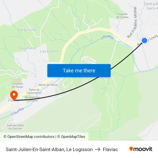 Saint-Julien-En-Saint-Alban, Le Logisson to Flaviac map