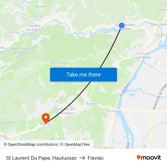 St Laurent Du Pape, Hautussac to Flaviac map